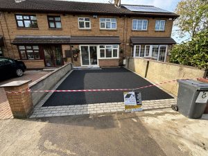 Front garden time driveway by Greystonespaving