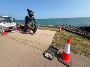 Greystones Seafront Paving at the Teddy Bear Monumnet